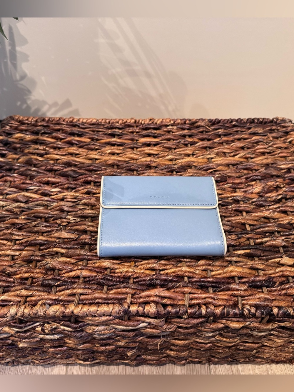 COACH Light Blue Wallet with Cream Trim